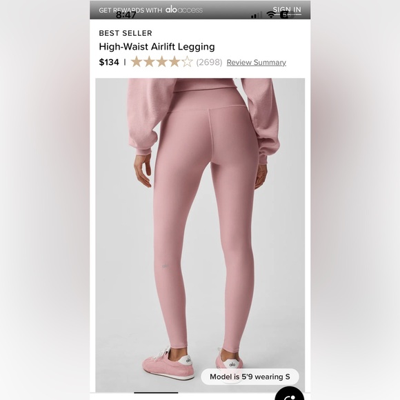 ALO Yoga Pants - Alo High-Waist Airlift Legging in Vintage Pink